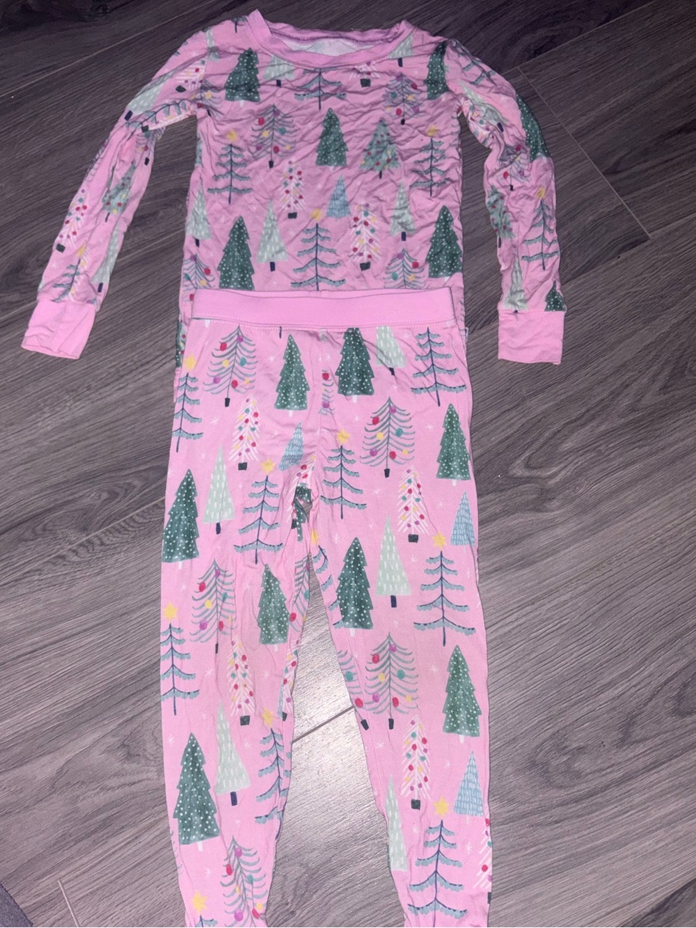 Kids Pink Tree-Print Pajama Set